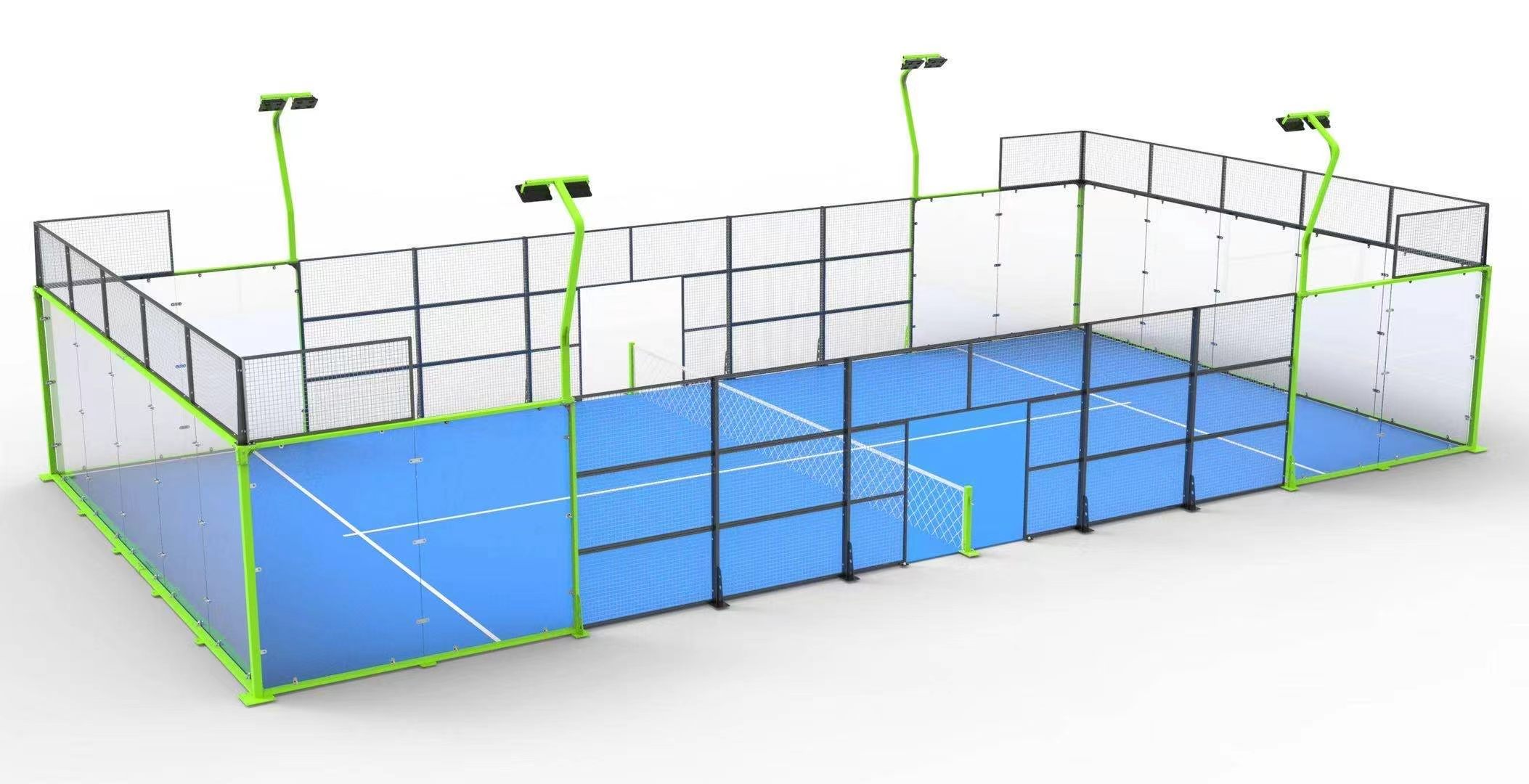 Lime Green Panoramic Padel Court System